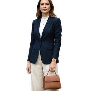 Tom James Royal Collection Blazer Jacket Navy Blue Single Button Womens 12